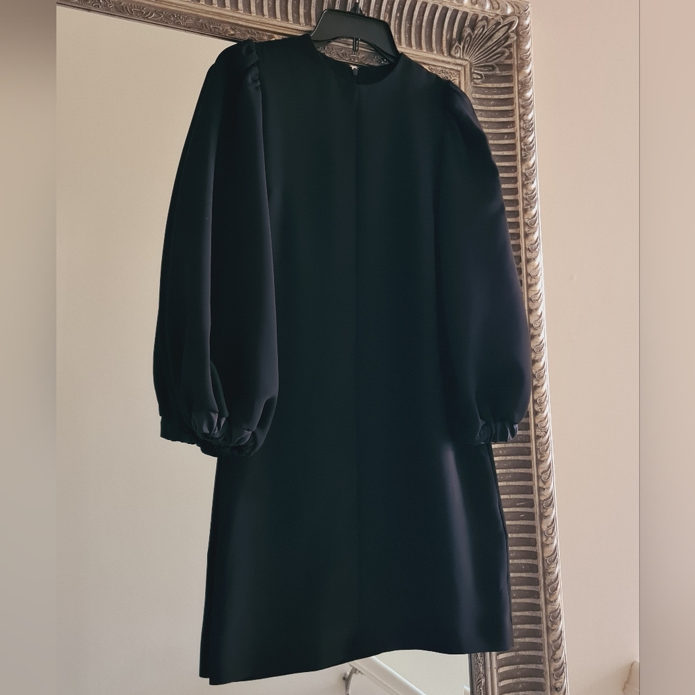 VVB VICTORIA BECKHAM Blouson Sleeve Crepe Shift Dress Black IT 38 US 2 Org $495 - Picture 4 of 14